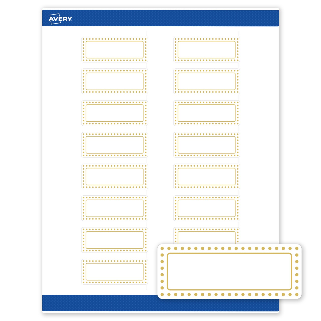 Avery Printable Rectangle Labels with Sure Feed Technology, Gold Border with Gold Dots Design, 1" x 2-5/8", Matte White Permanent Labels, Laser/Inkjet, 160 Total, Great for Address Labels